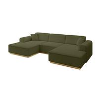 WOHNLANDSCHAFT IREA-U1-v2 - 301x165x80 cm Grün - Platinfarben, Holzwerkstoff/Textil (301/80/165cm) - ALTDECOR