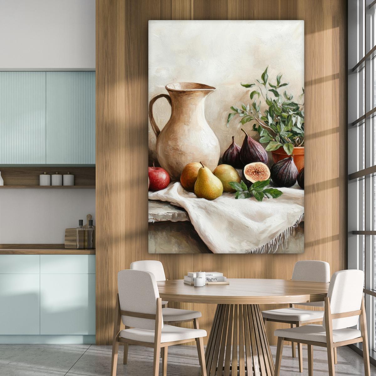 LEINWANDBILD Obst - Kräuter - Ländlich Deko Groß 90x140 cm - Naturfarben, Textil (90/140cm) - MuchoWow