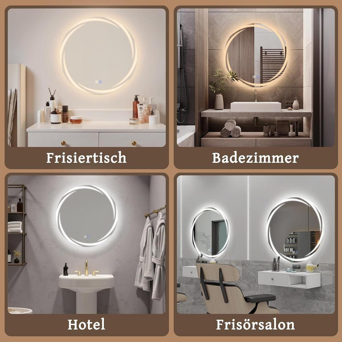 BADSPIEGEL Nelef 70/2.4/70 cm - Alufarben, Glas/Metall (2.4/70/70cm) - ZMH