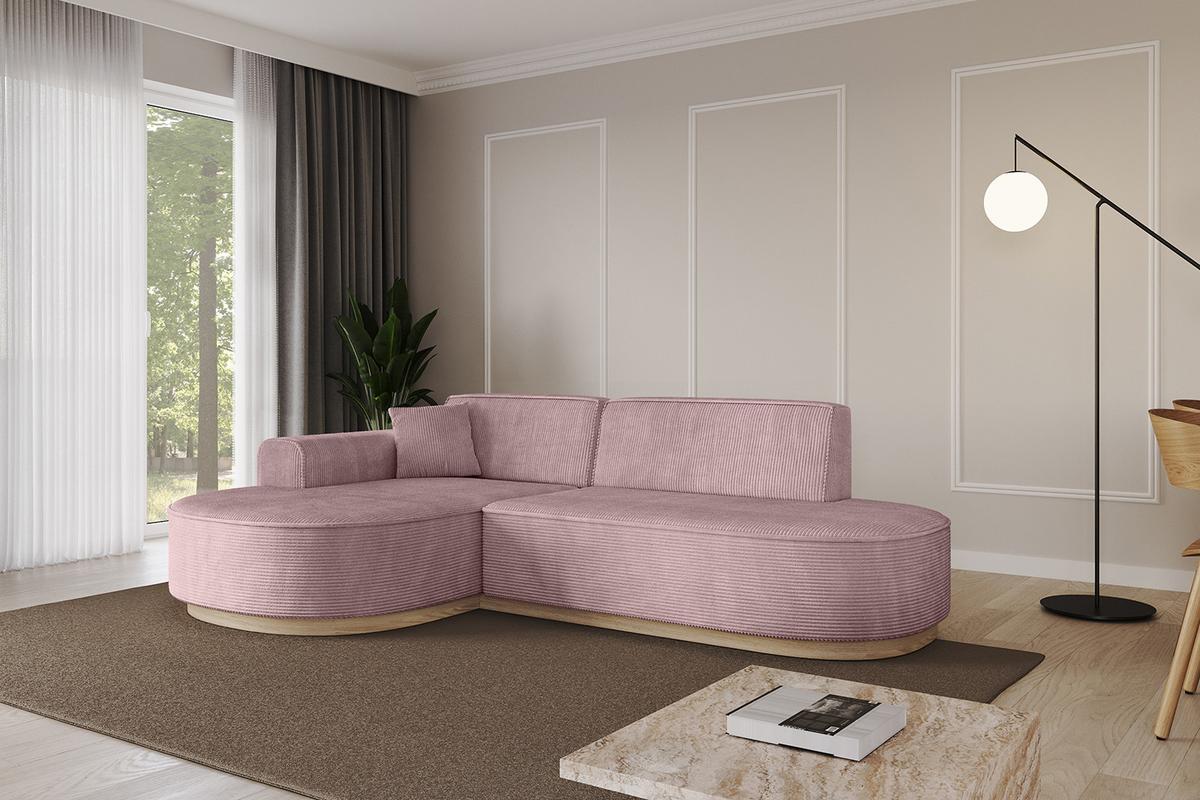ECKSOFA Ottomane Links MARI-L1-v1 - 243x171x83 cm Rosa Cord - Rosa, Holzwerkstoff/Textil (243/171cm) - ALTDECOR