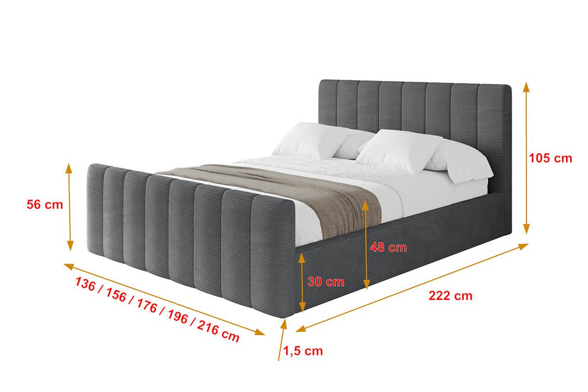 POLSTERBETT mit Bettkasten, Fußteil und Lattenrost, Boxbett ohne Matratze - STERA-Z 160x200 Dunkelgrau - Graphitfarben, Holzwerkstoff/Textil (160/200cm) - ALTDECOR