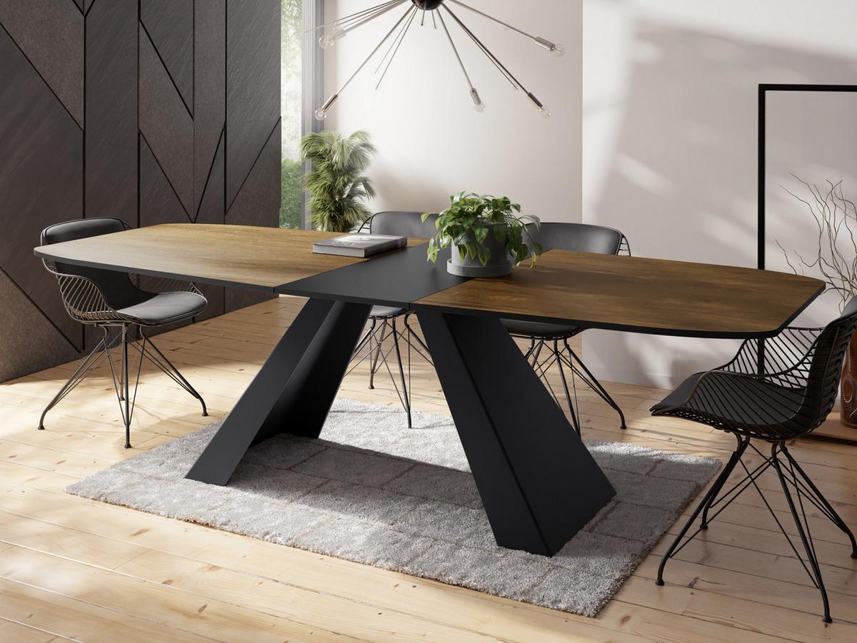 ESSTISCH Monte rechteckig ausziehbar, Lefkas Eiche 160-200/80/76 cm - Alteiche/Schwarz, Holzwerkstoff/Metall (80/198/76cm) - WFL GROUP