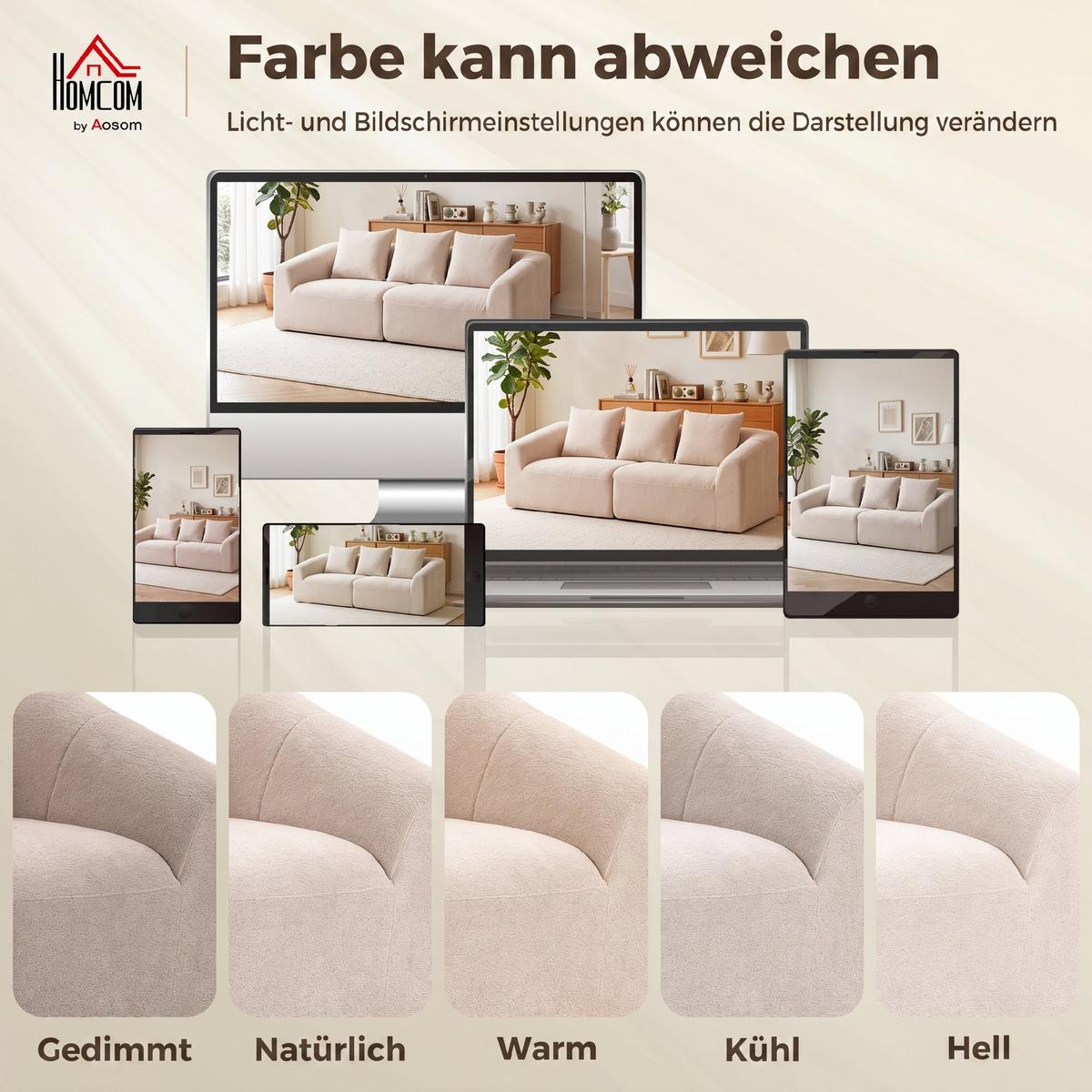 3-SITZER-SOFA Chenille Beige - Beige, Textil (93/83/225cm) - HOMCOM