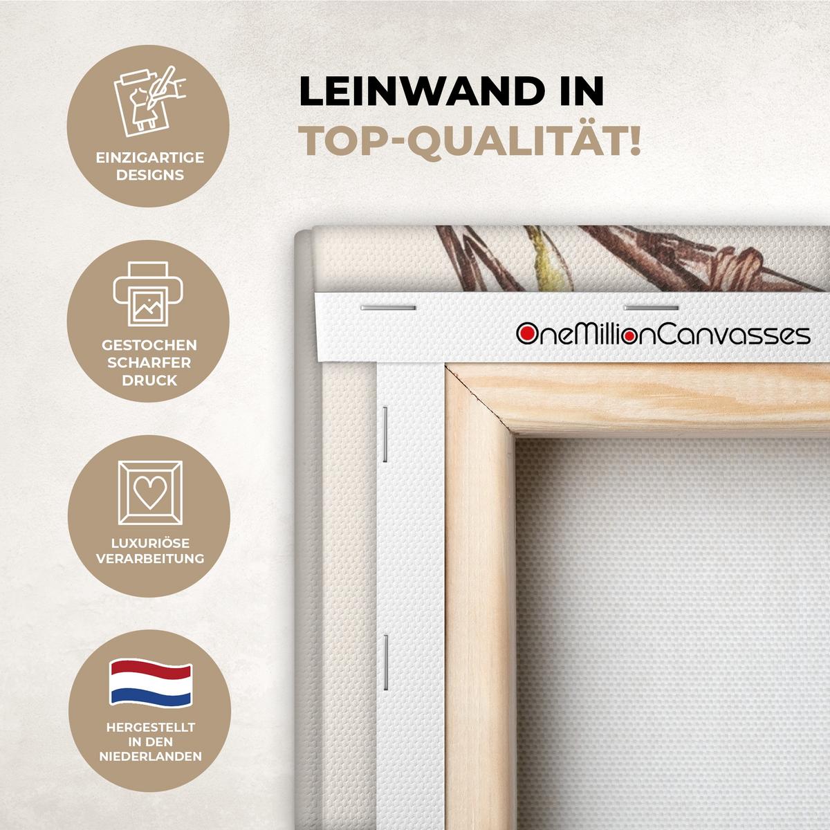 LEINWANDBILD Osterkuchen - Schleife - Eier Wandbild Wohnzimmer 50x50 cm - Creme, Textil (50/50cm) - MuchoWow