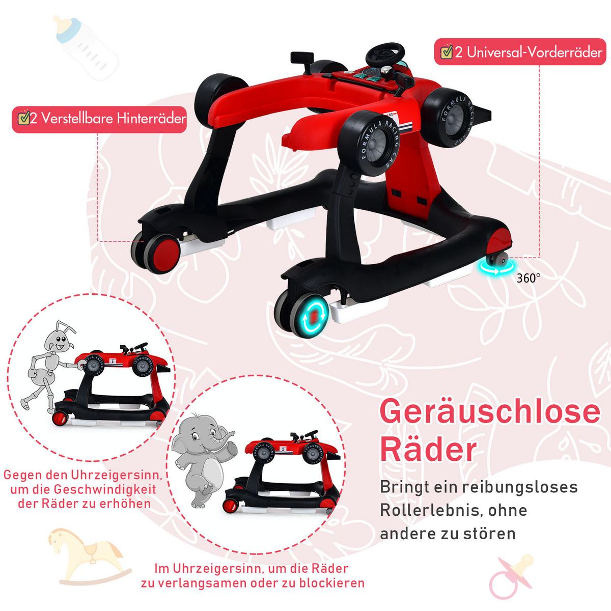 LAUFLERNWAGEN Klappbar Rot - Rot, Kunststoff (76/56/64cm) - COSTWAY