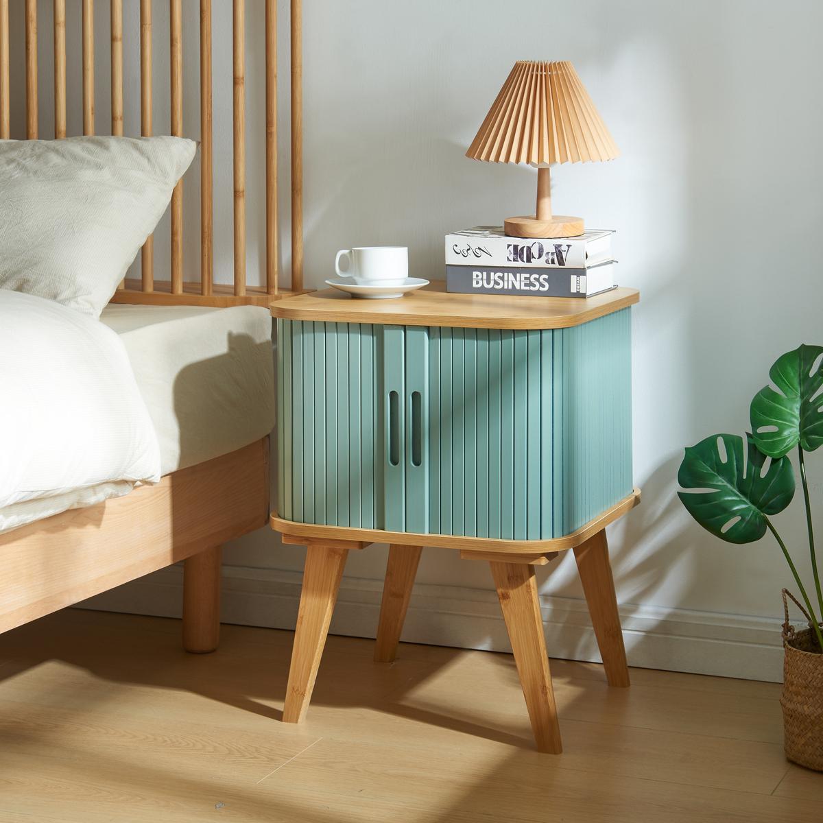 BEISTELLTISCH Tysvær - Blau/Naturfarben, Holz/Holzwerkstoff (45/45/58.5cm) - [en.casa]