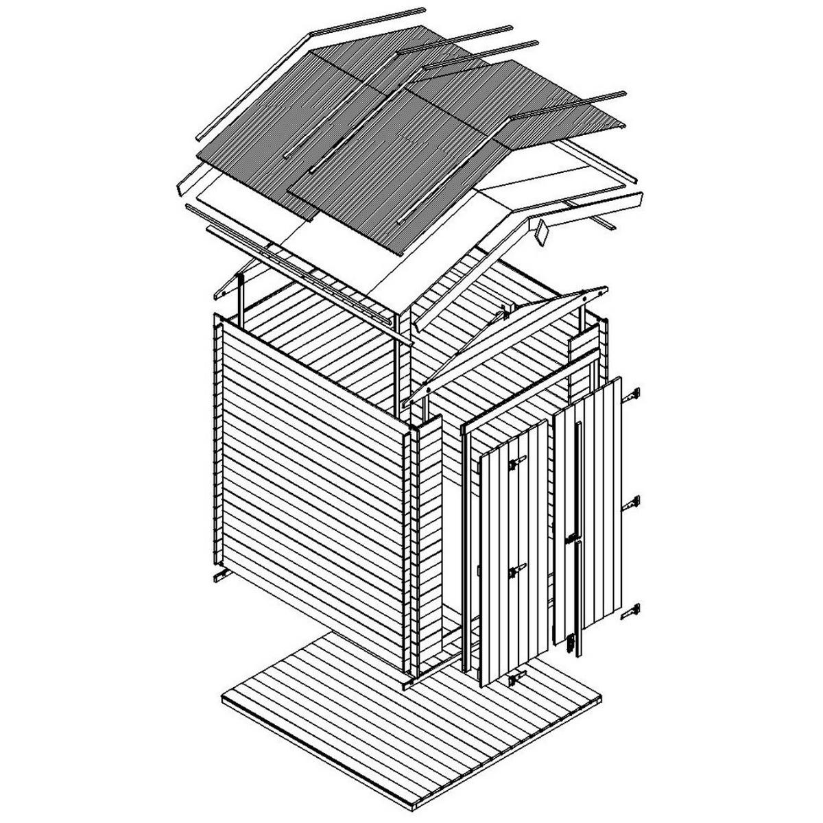 HOLZ-GARTENHAUS 2,82 m² – TIMBELA M320C1+M320G - Naturfarben, Holz (196/224/186cm) - Timbela