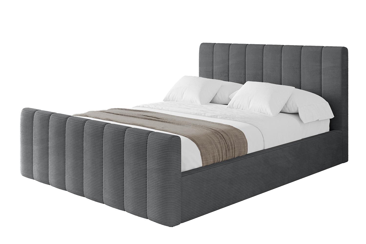 POLSTERBETT mit Bettkasten, Fußteil und Lattenrost, Boxbett ohne Matratze - STERA-Z 200x200 Dunkelgrau - Graphitfarben, Holzwerkstoff/Textil (200/200cm) - ALTDECOR