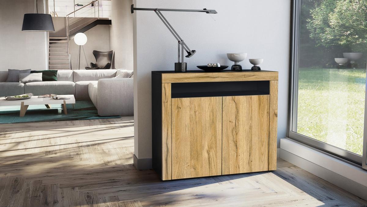 KOMMODE Valencia Eiche Natur / Eiche Natur - Eichefarben, Holzwerkstoff (108/92/40cm) - Vladon