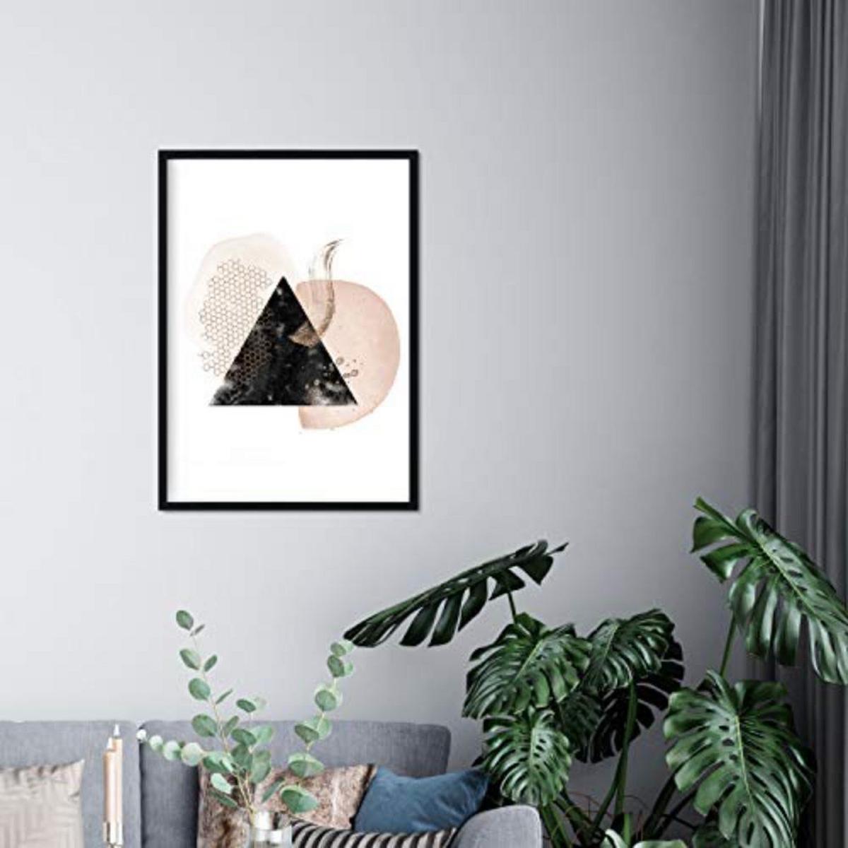 POSTER Set mit 4 Abstrakte Formen und Figuren Braun A4 Schwarzer Rahmen - Schwarz, Papier (29.7/3cm) - Nacnic