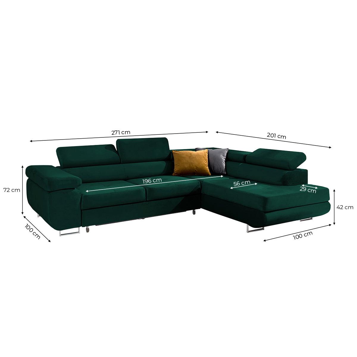ECKSOFA Wilson 4 Sitzplätze Tannengrün - Grün, Textil (271/201cm) - Petits-meubles