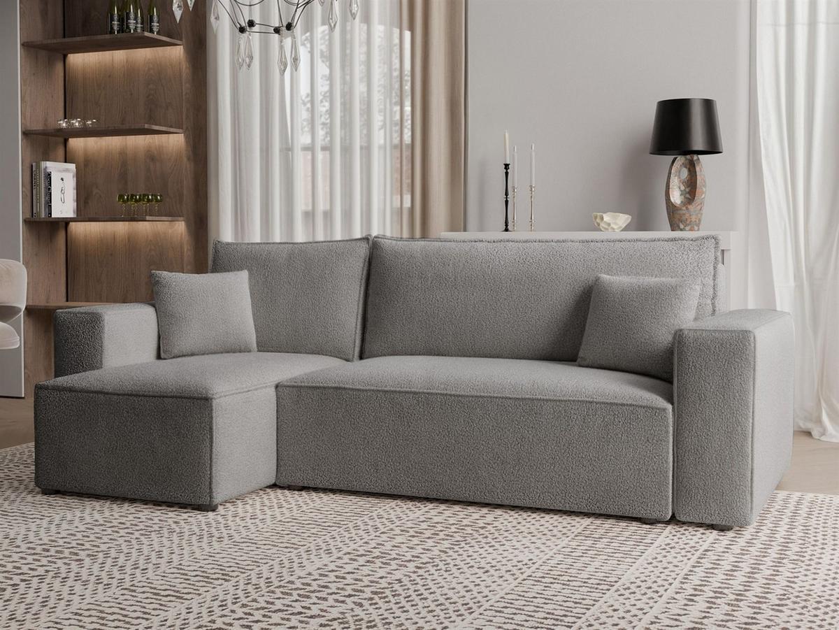 ECKSOFA Adara Mit Schlaffunktion - Grau, Holzwerkstoff/Textil (244/145cm) - Fun Möbel