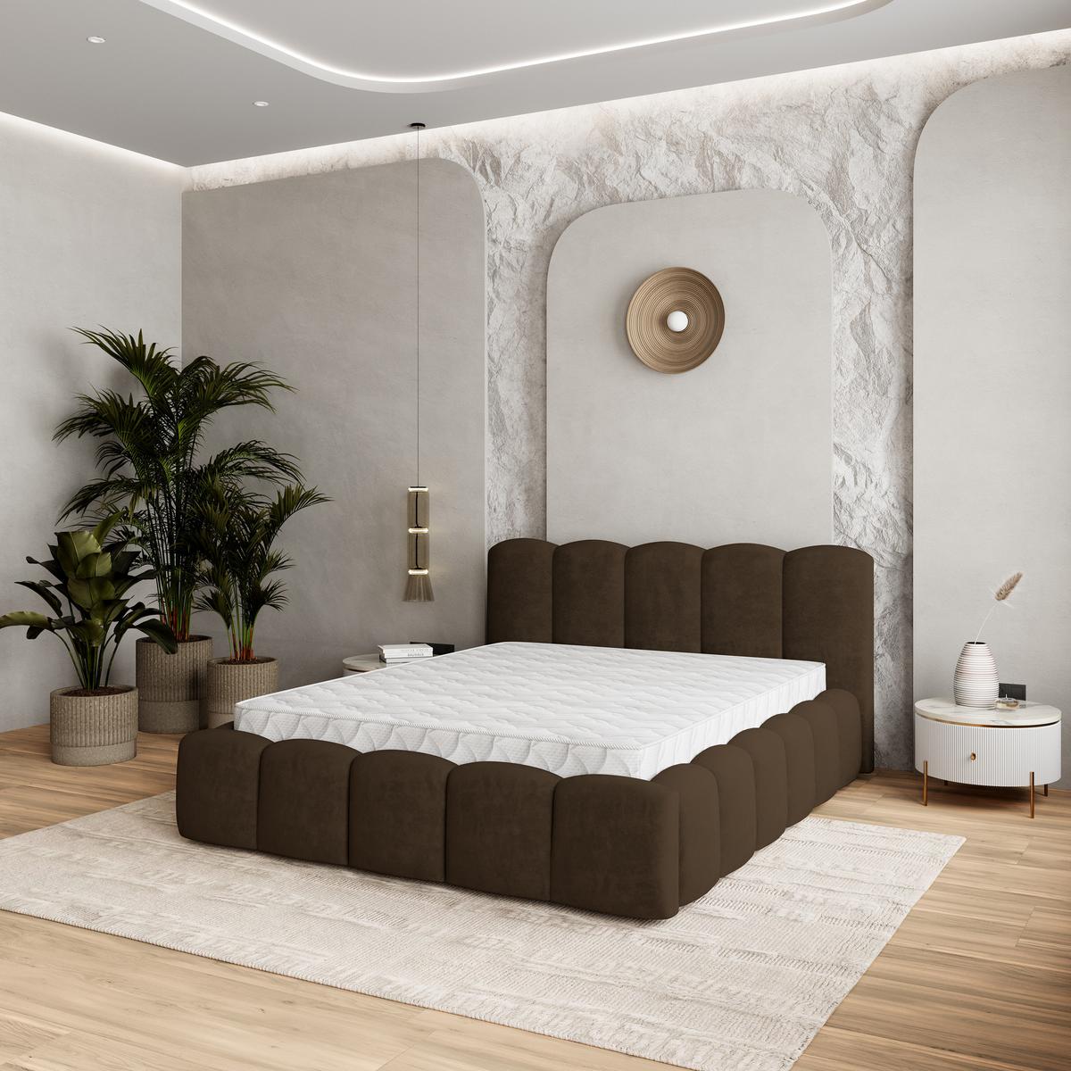 POLSTERBETT FALINA 160x200 cm mit Bettkästen - Braun - Braun, Holz (160/200cm) - MASSENO
