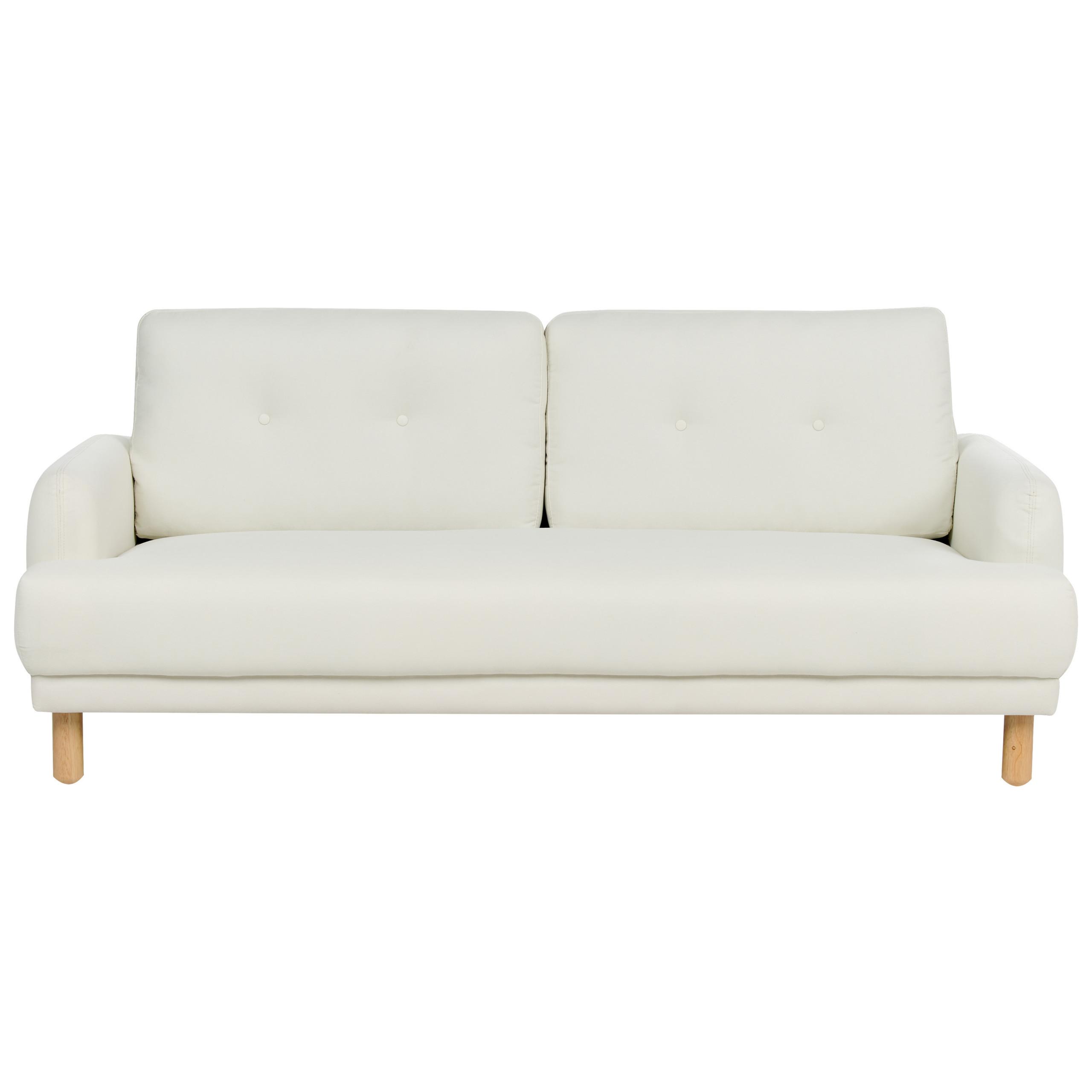 3-SITZER-SOFA Stoff cremeweiß Tuve - Hellbraun/Weiß, Textil (199/85/90cm) - Beliani