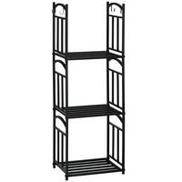 KAMINHOLZREGAL für innen 46 x 32 x 126 cm 3 Ebenen Brennholzregal mit 4 Haken - Schwarz, Metall (32/126/46cm) - Outsunny
