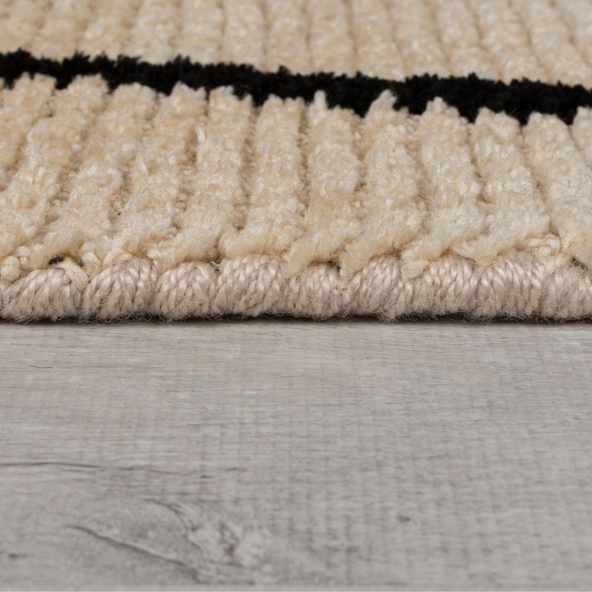 TEPPICH ARLEN, abstrakt, Creme-Schwarz, 80 x 300 cm - Beige, Textil (300/80cm) - KADIMA DESIGN
