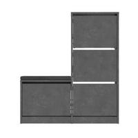 SCHUHSCHRANK 4 Türen L105 cm - Dude - Grau, Holzwerkstoff (105/118.5/26cm) - Calicosy