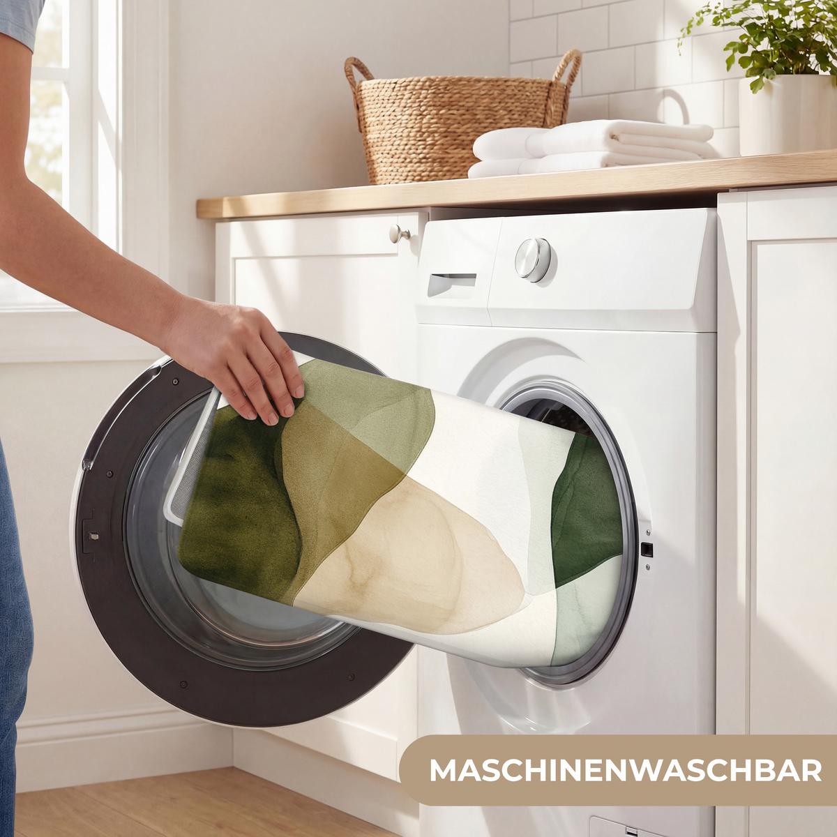 BADEMATTE Japandi - Abstrakt - Grün 60x90 cm - Grün, Textil (60/90cm) - OnlyWow