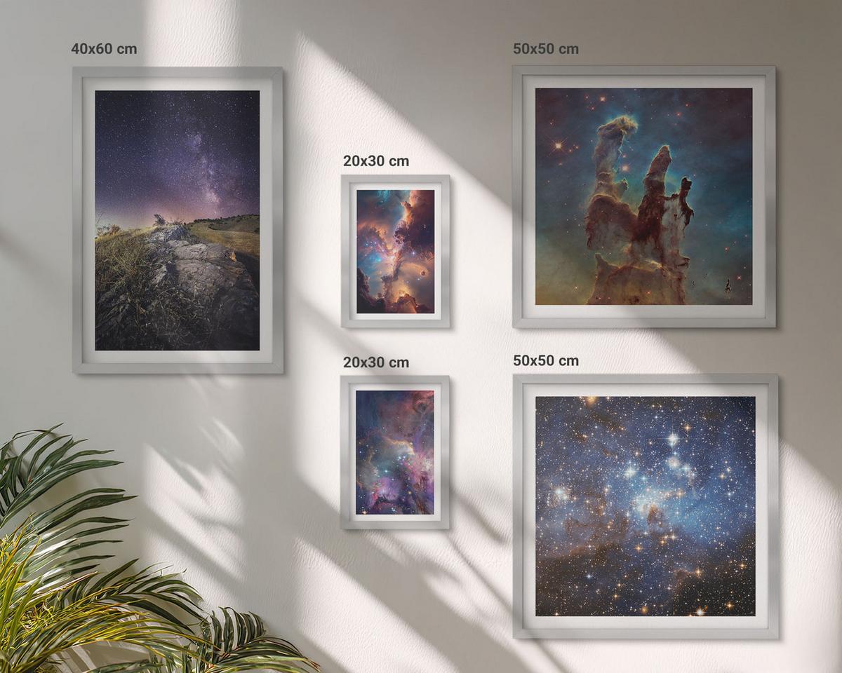 BILDER SET 5er Set - 50x50 cm & 20x30 cm & 40x60 cm Silberner Rahmen - Wasserfall in der Schlucht - Silberfarben, Kunststoff (40/60cm) - TULUP