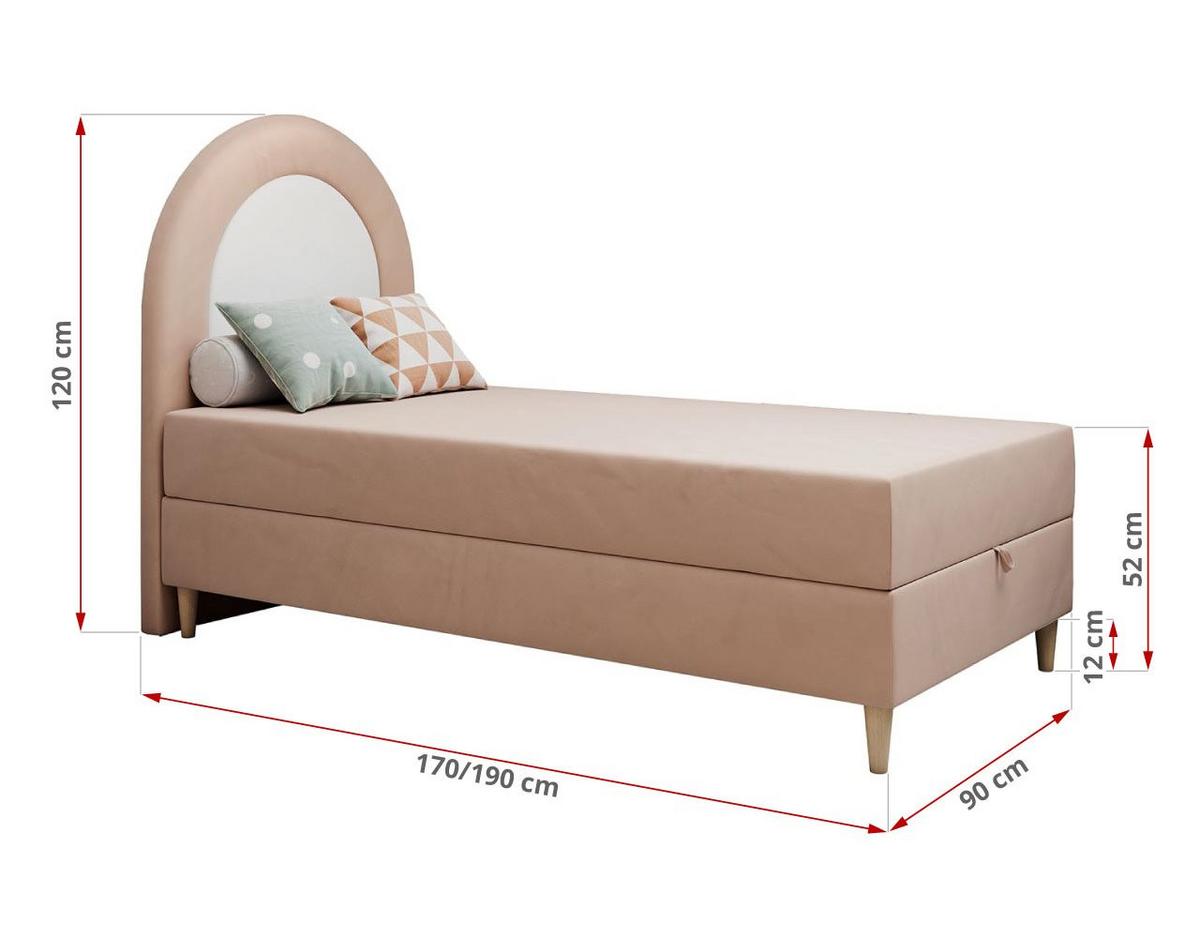BOXBETT NEST 90/180 Rosa Velvet - H3 - Rosa, Holz/Textil (90/180cm) - MKS
