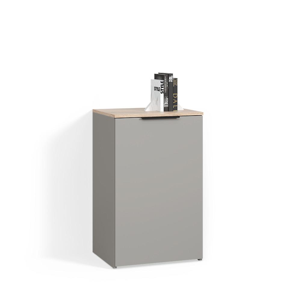 KOMMODE Piave Greige mit Regal - Greige, Holzwerkstoff (50/80/40cm) - Livinity®