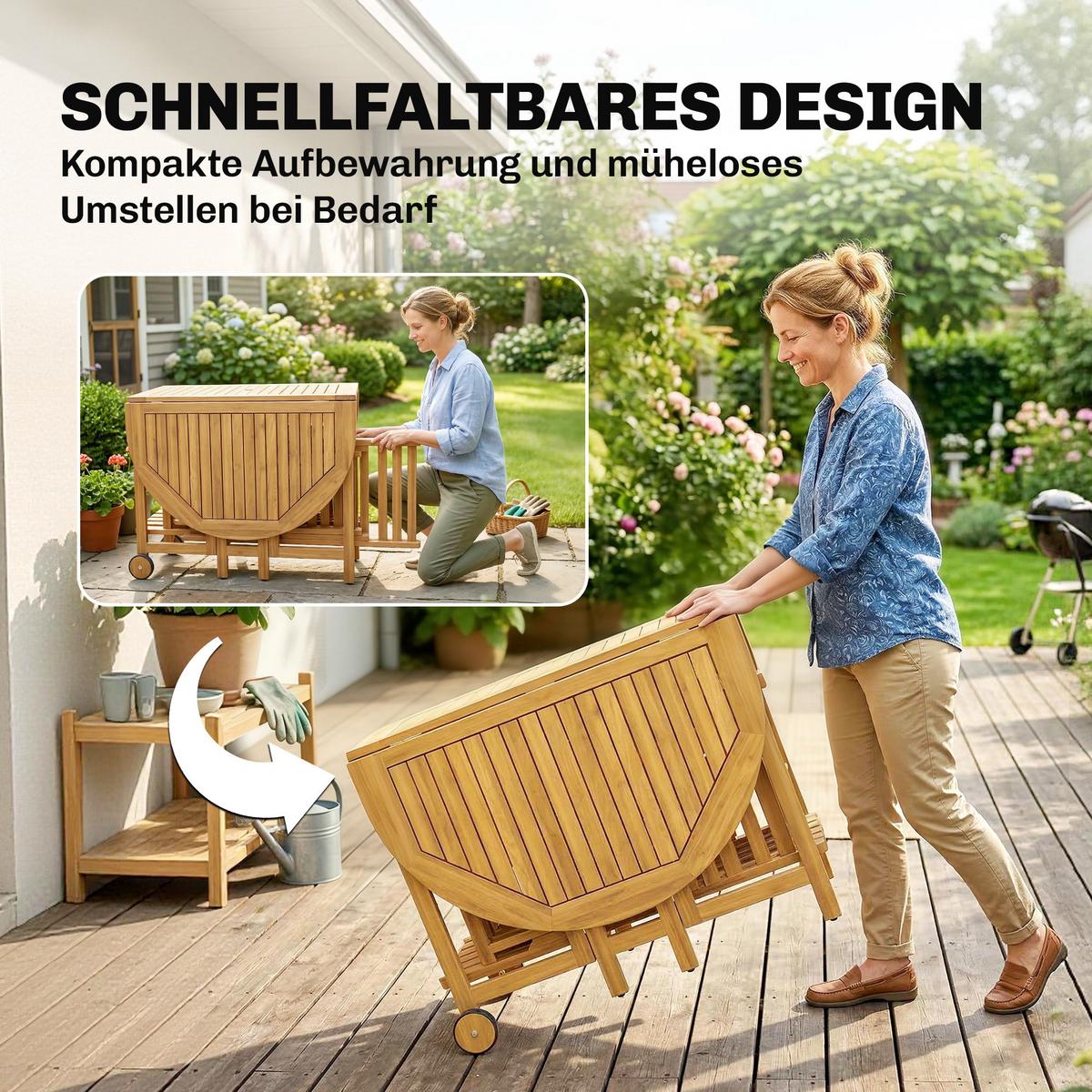 OUTDOOR-ESSGRUPPE 7er Set Akazienholz Naturholz - Akaziefarben, Holz - Outsunny