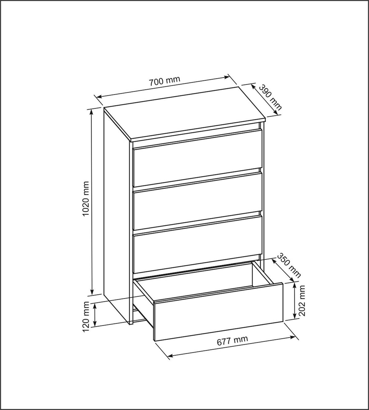 KOMMODE Schwarz 70/102/39 - Schwarz, Holzwerkstoff (70/102/39cm) - RAUMHIRSCH FURNITURE