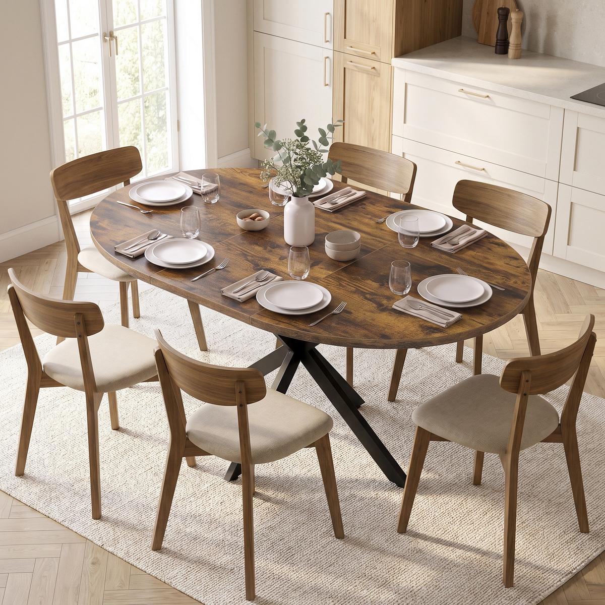 AUSZIEHBARER-ESSTISCH MDF Stahl Rustikal-Braun - Dunkelbraun/Schwarz, Holzwerkstoff/Metall (135/100/75cm) - HOMCOM