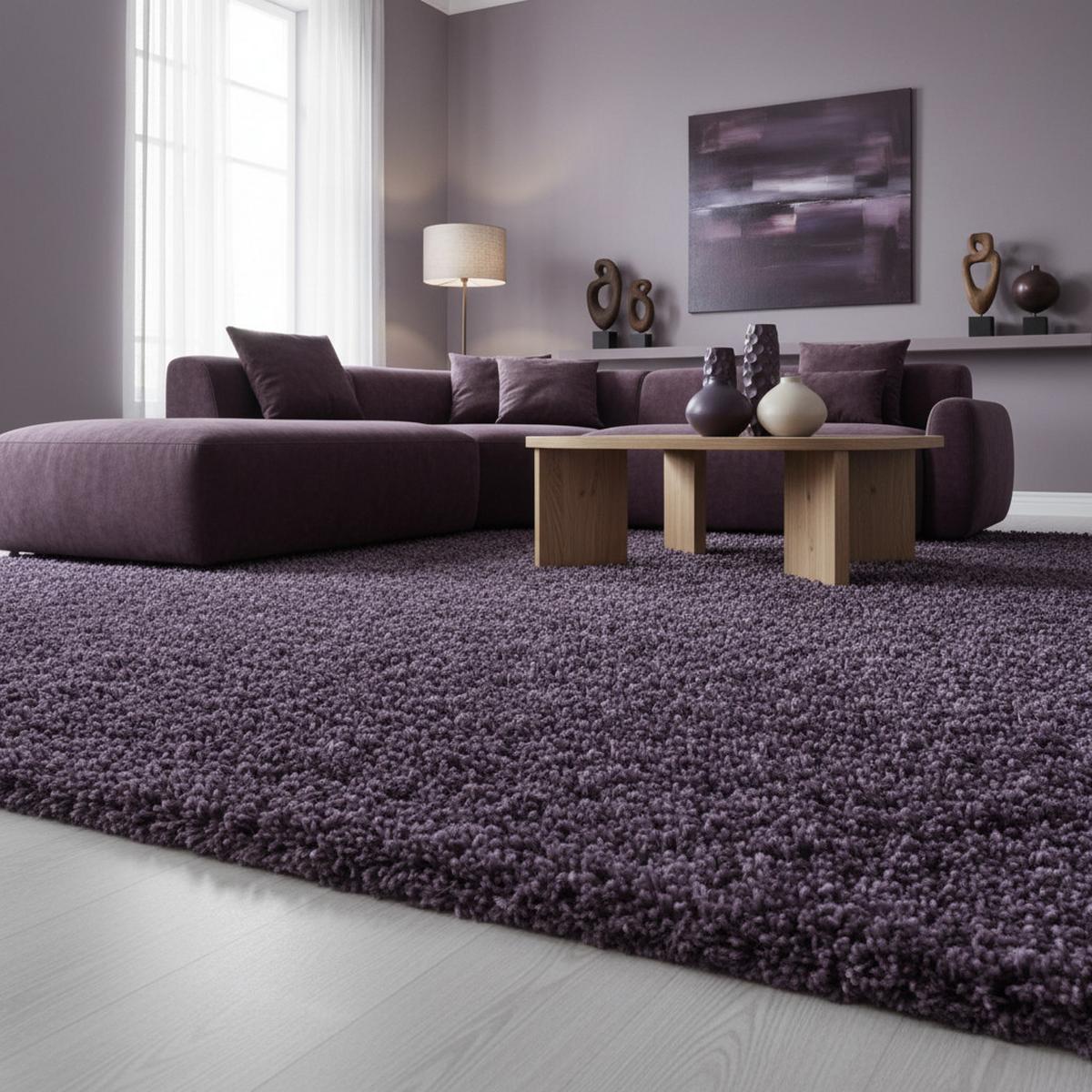 TEPPICH Hochflor SPREE in Violett, einfarbig, 100 x 200 cm - Lila, Textil (200/100cm) - KADIMA DESIGN