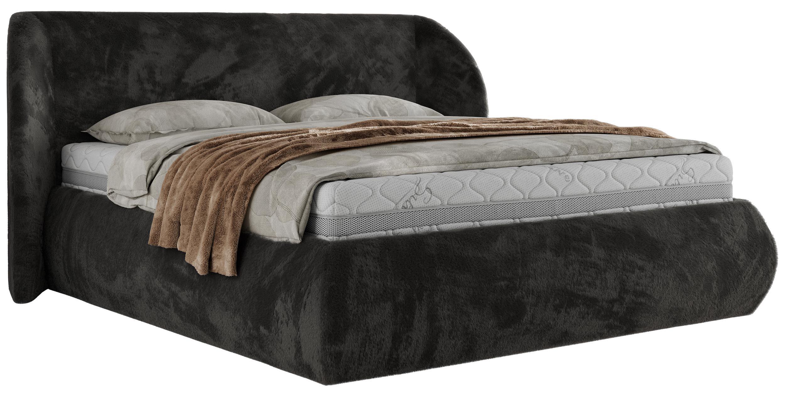 POLSTERBETT CAELA CLASSIC 200/200 - Dunkelgrau Plüsch - ohne Matratze - Dunkelgrau, Textil (200/200cm) - MKS