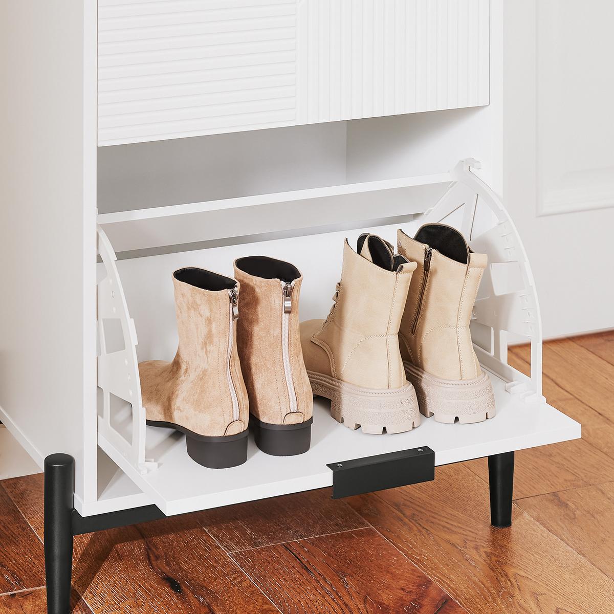 SCHUHSCHRANK Weiß - Weiß, Glas/Holzwerkstoff (59/115/40cm) - SoBuy