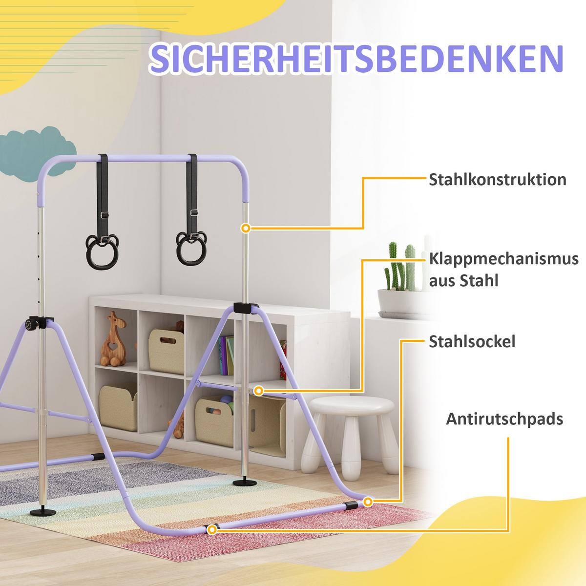 KINDERTURNSTANGE Stahl Violett - Violett, Metall (105/128/148cm) - HOMCOM