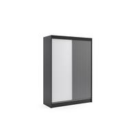 KLEIDERSCHRANK VILAN mit Lamel/LED - 150 cm - Schwarz - Schwarz, Holzwerkstoff (150/215/61cm) - ALTDECOR