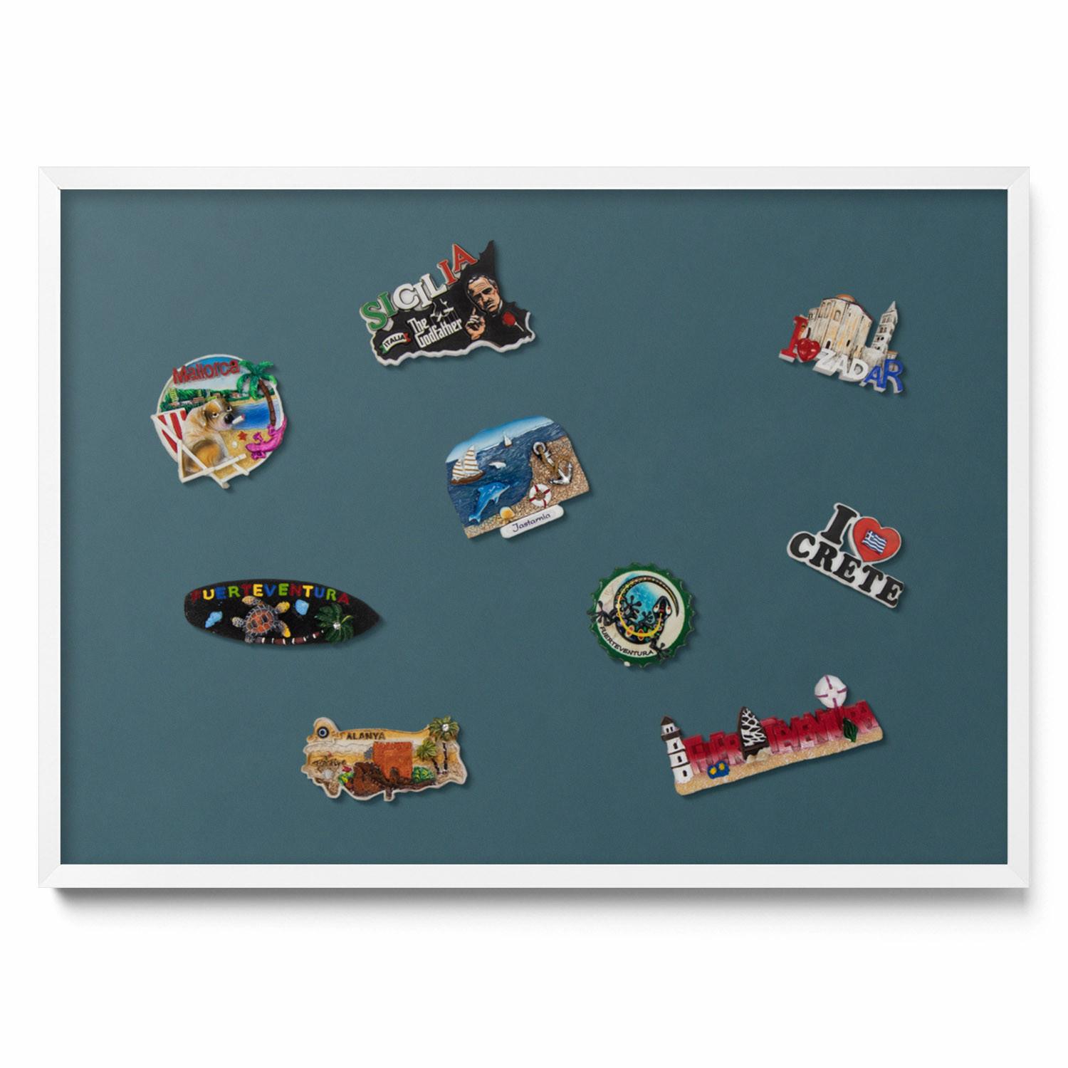 MAGNETTAFEL 70x50 cm Weißer Rahmen Dunkles Petrol - Hellblau, Metall (70/50/0.4cm) - TULUP