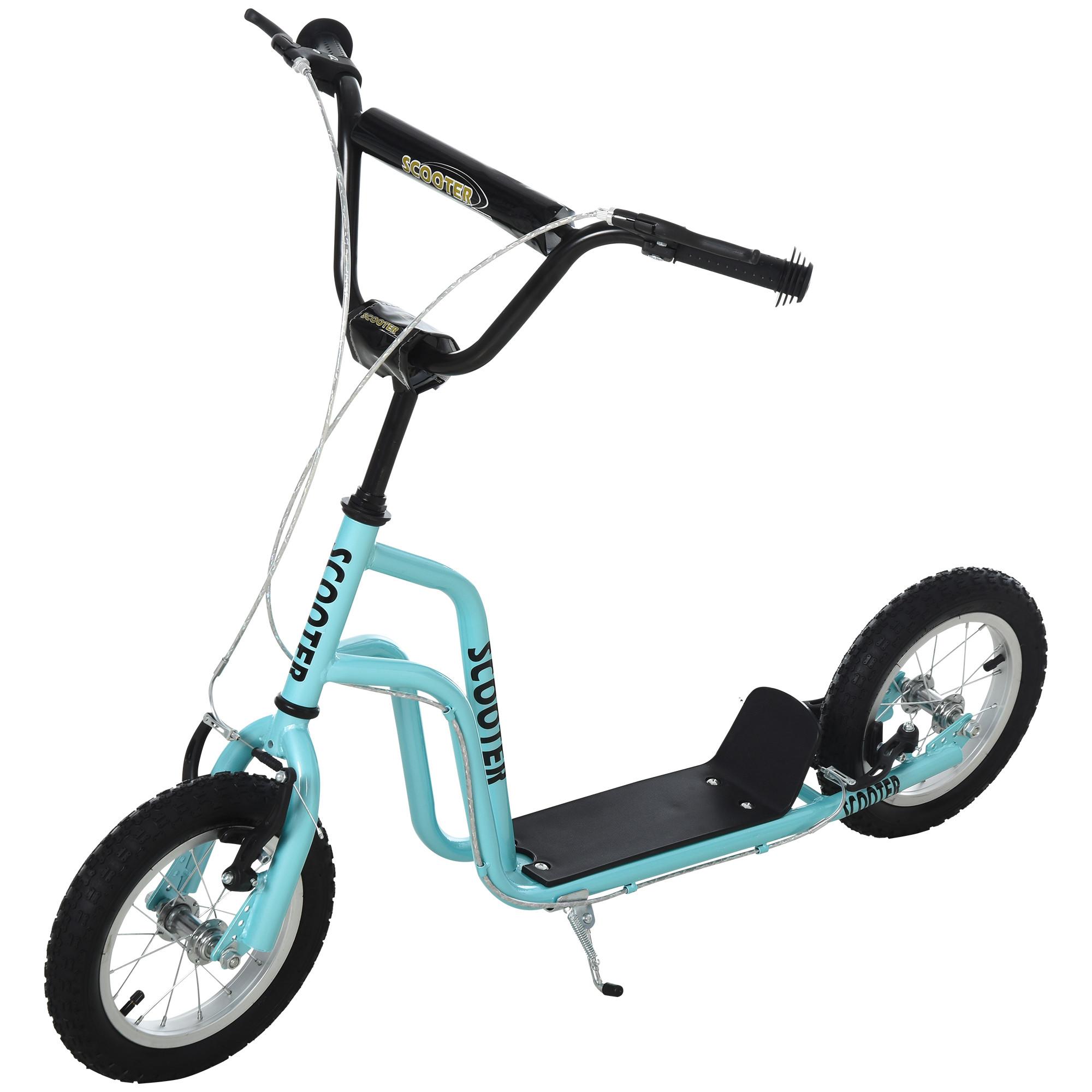 KINDERROLLER Lenker Verstellbar Tretroller mit Luftreifen 12 Zoll Blau - Blau, Metall (120/58/80cm) - HOMCOM