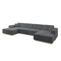 WOHNLANDSCHAFT IREA-U2 - 386x165x80 cm Duneklgrau - Dunkelgrau, Holzwerkstoff/Textil (386/80/165cm) - ALTDECOR