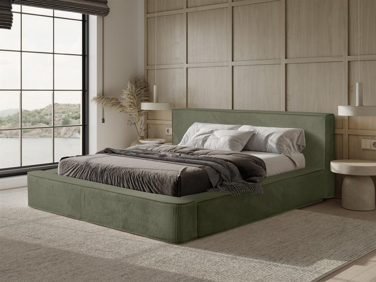 POLSTERBETT Modesto In Lincoln - Grün, Holzwerkstoff/Textil (180/200cm) - Fun Möbel