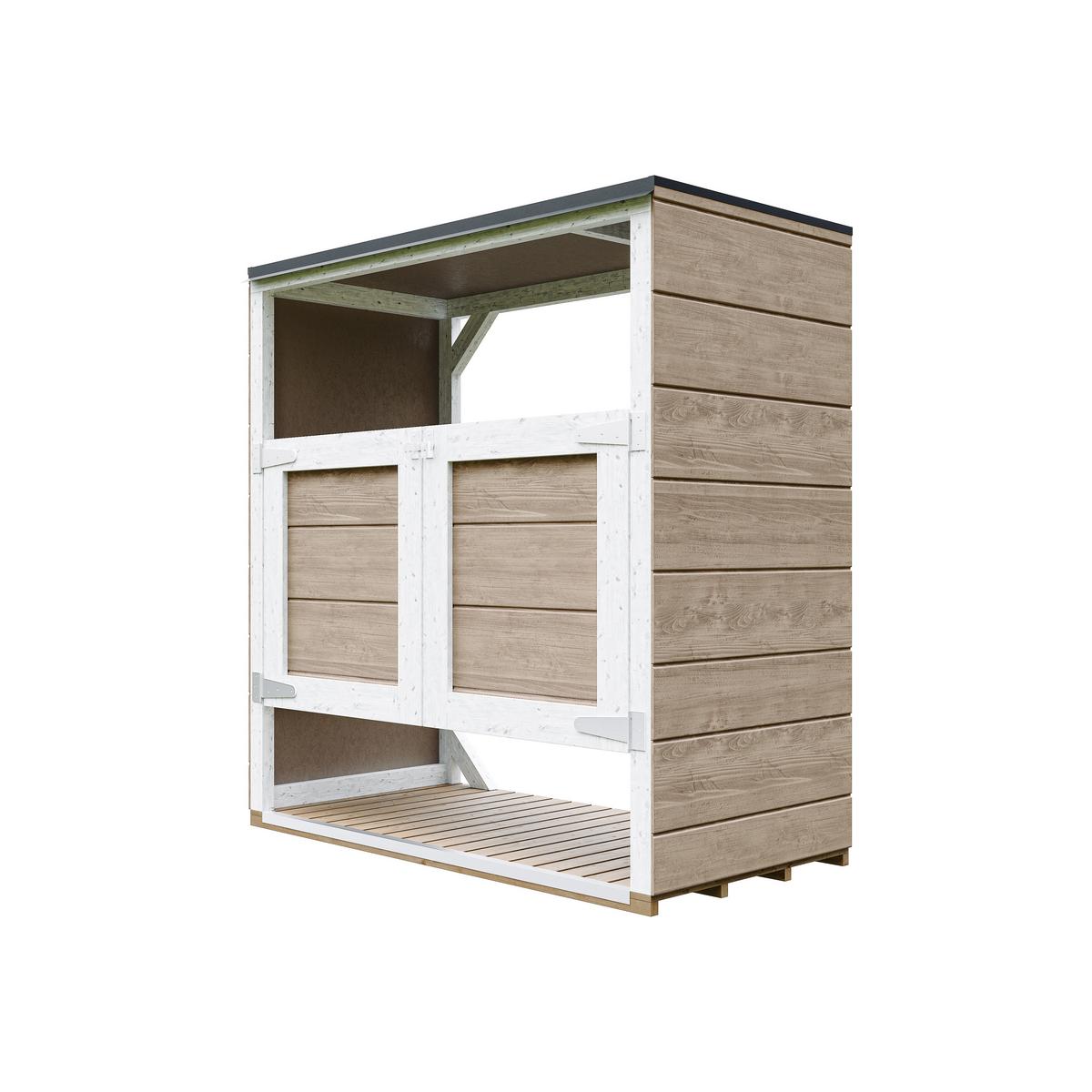 MÜLLTONNENBOX 2er 240L, M980A-TERRA BROWN, aus wetterfestem LP Smartside Holz - Braun, Holz (153/159/75cm) - Timbela