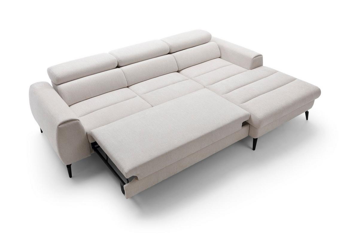 ECKSOFA NOTE Creme Chenille mit Schlaffunktion - Creme, Holz (270/184cm) - MASSENO
