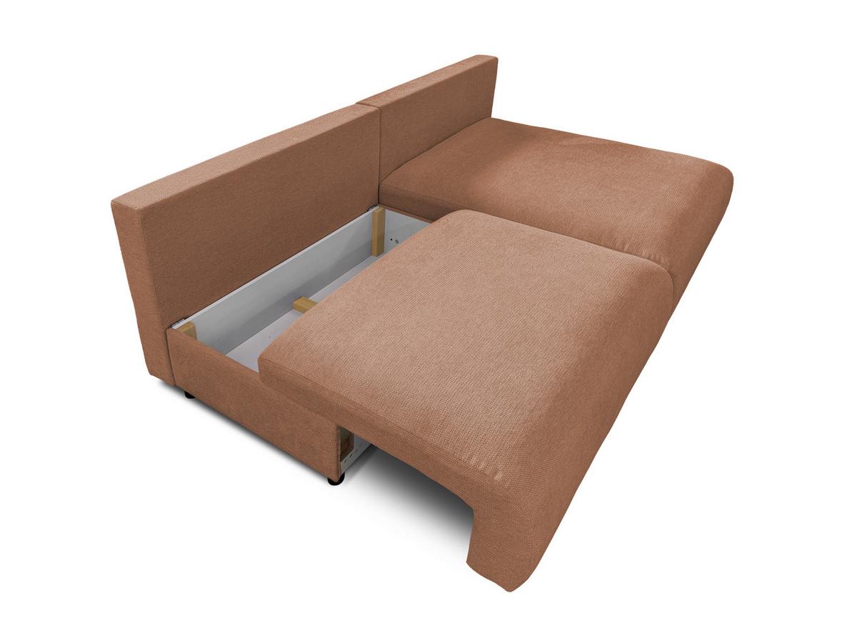ECKSOFA Sora mit Schlaffunktion, Bettkasten und extra tiefer Komfortzone aus hochwertigem Terrakotta Strukturstoff - Terracotta/Schwarz, Holz/Kunststoff (200/140cm) - S-Style