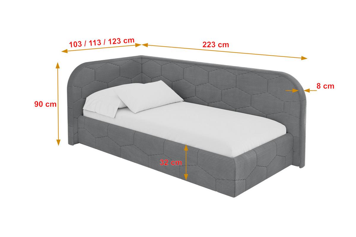 EINZELLBETT Jugendbett mit Bettkasten und Matratze H3/H4, Rechts - JAXY 80x200 Dunkelgrau - Schieferfarben, Holzwerkstoff/Textil (80/200cm) - ALTDECOR