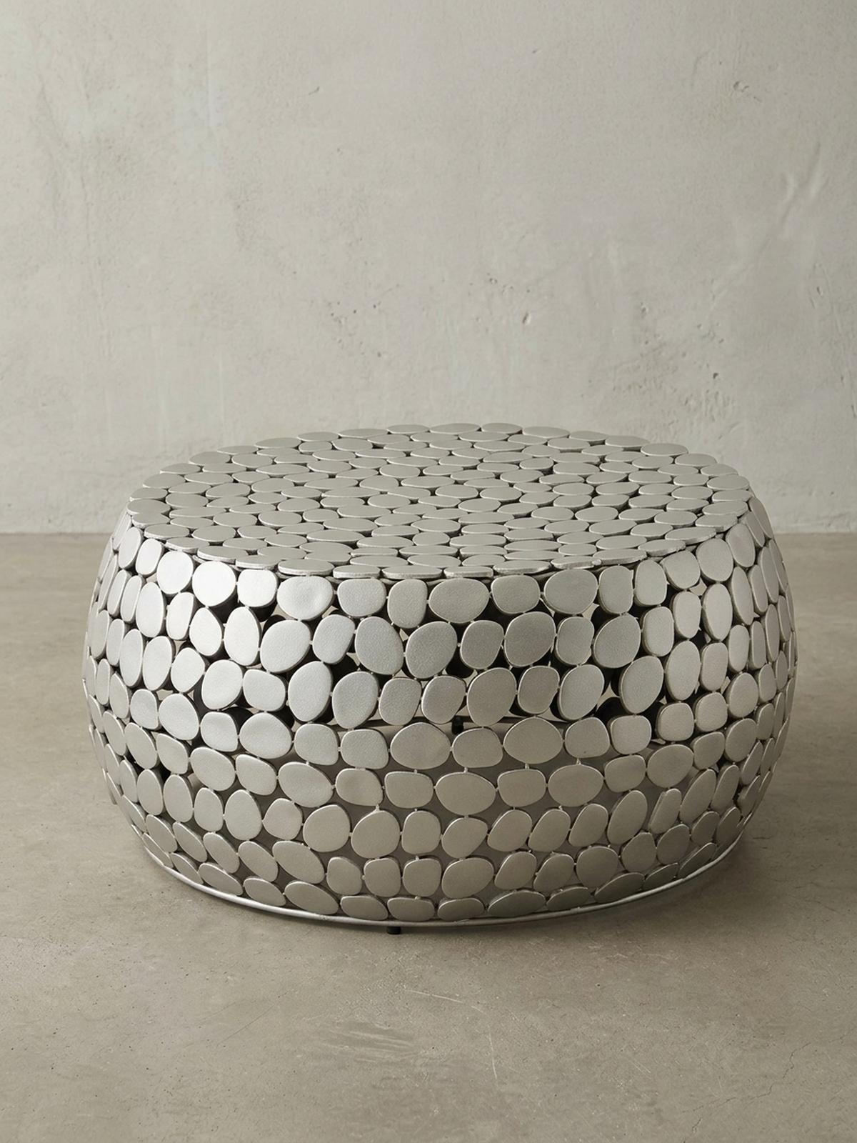 COUCHTISCH Aluminium Silber, Handgefertigtes Unikat, Stilvolles Design - Silberfarben, Metall (66/66/32cm) - KADIMA DESIGN