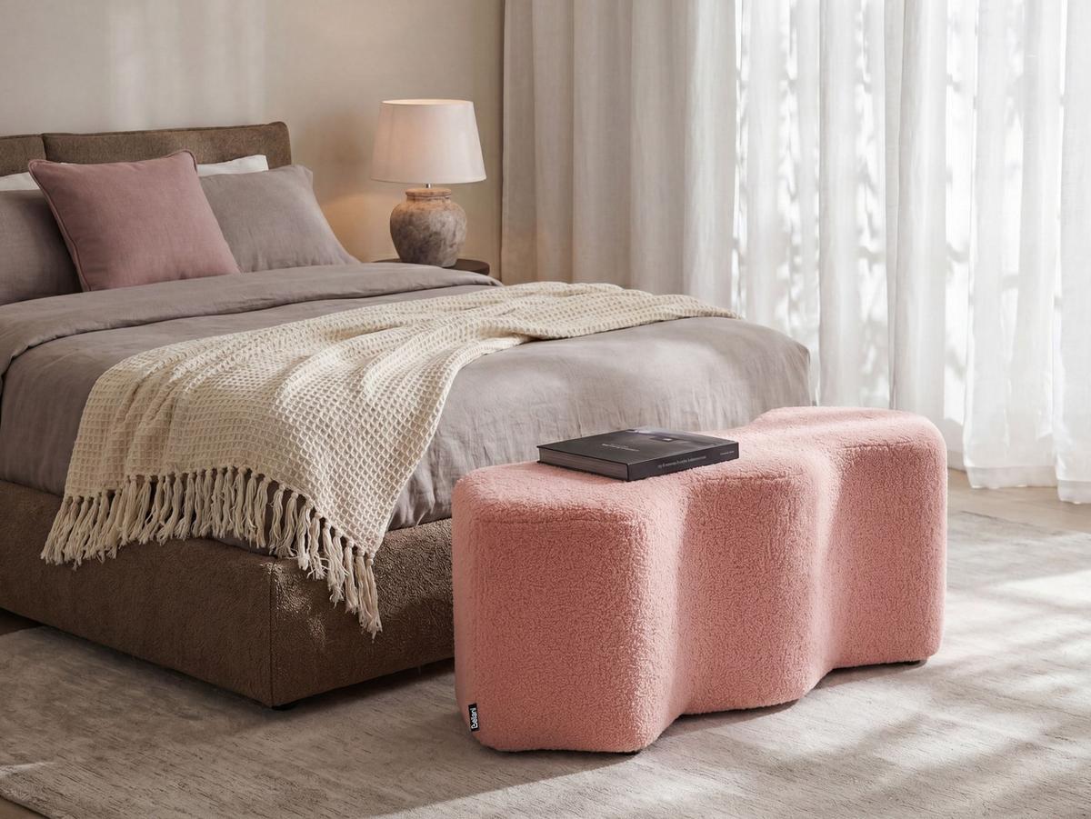 POLSTERBANK Bouclé Rosa Littleton - Pink, Textil (86/38/30cm) - Beliani