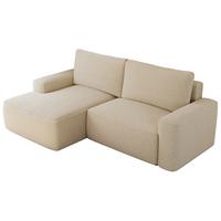ECKSOFA BELLUNO L Beige Boucle - Links - Beige/Schwarz, Textil (144/233cm) - MKS