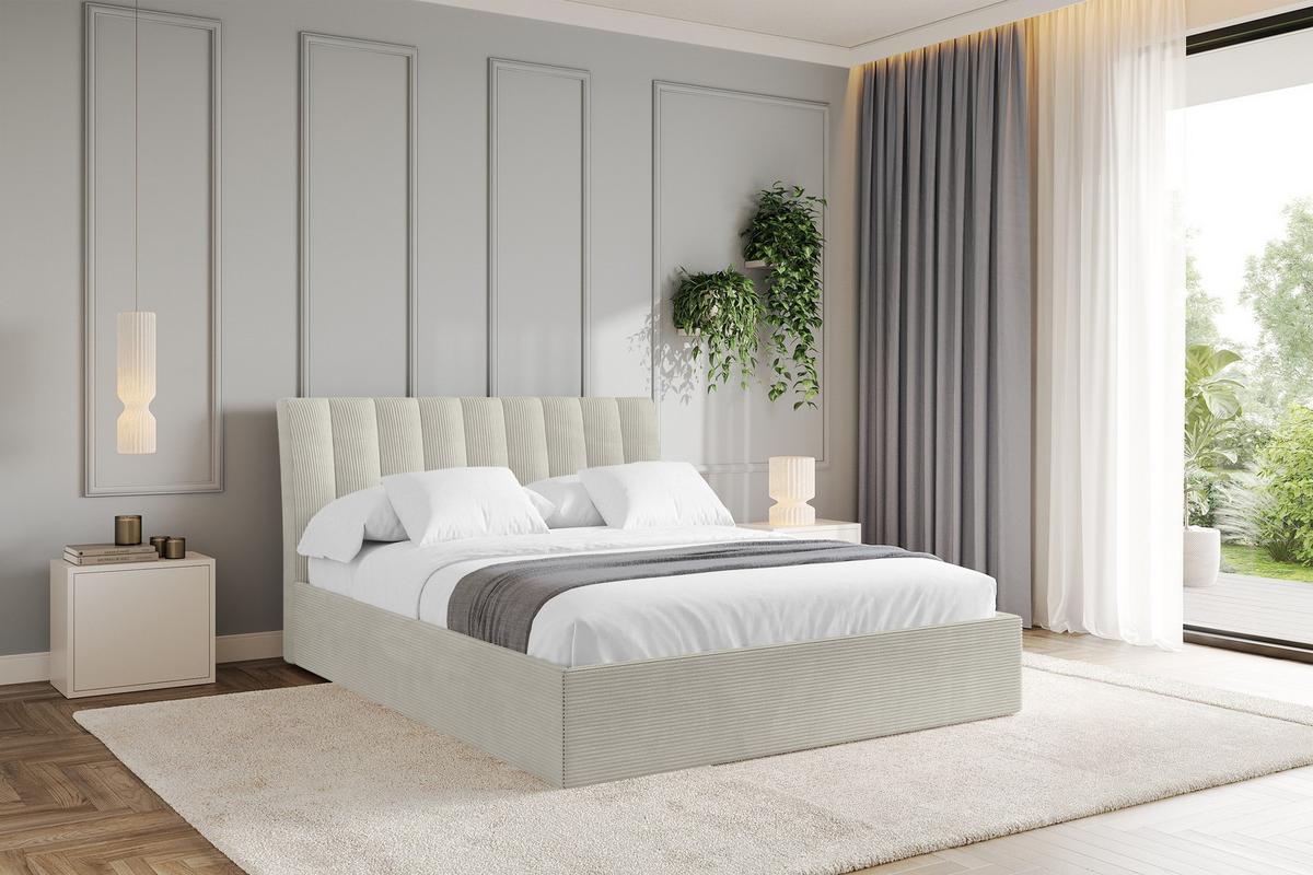 POLSTERBETT mit Bettkasten und Lattenrost, Boxbett ohne Matratze - ILAN 140x200 Creme - Creme, Holzwerkstoff/Textil (140/200cm) - ALTDECOR
