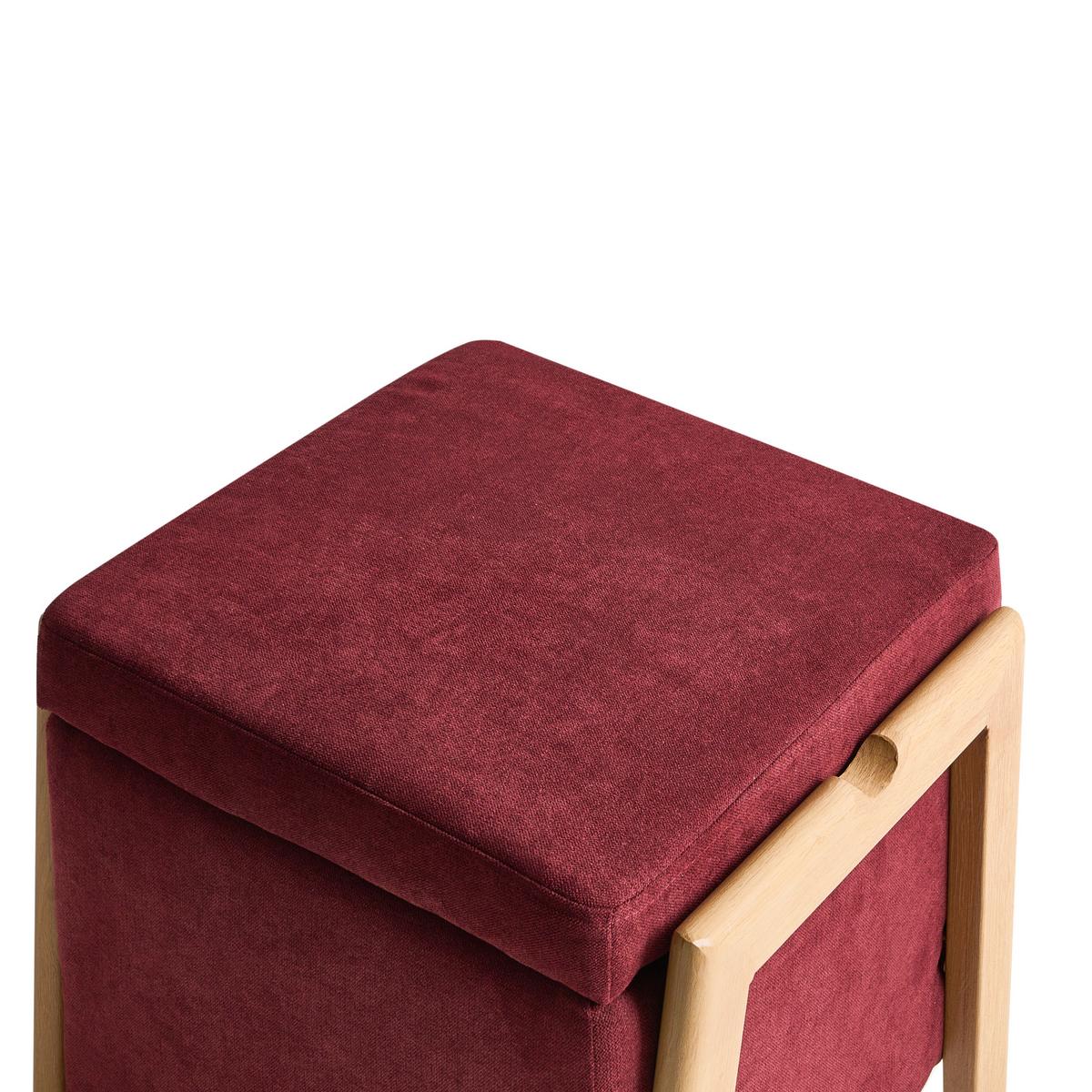 POUF mit Stauraum Stoff 45 cm Burgunderrot Edland - Dunkelrot, Metall (45/44/43cm) - Beliani