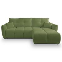 ECKSOFA MODA S Grün Geflochtener Stoff mit Schlaffunktion - Grün, Holz (257/177cm) - MASSENO