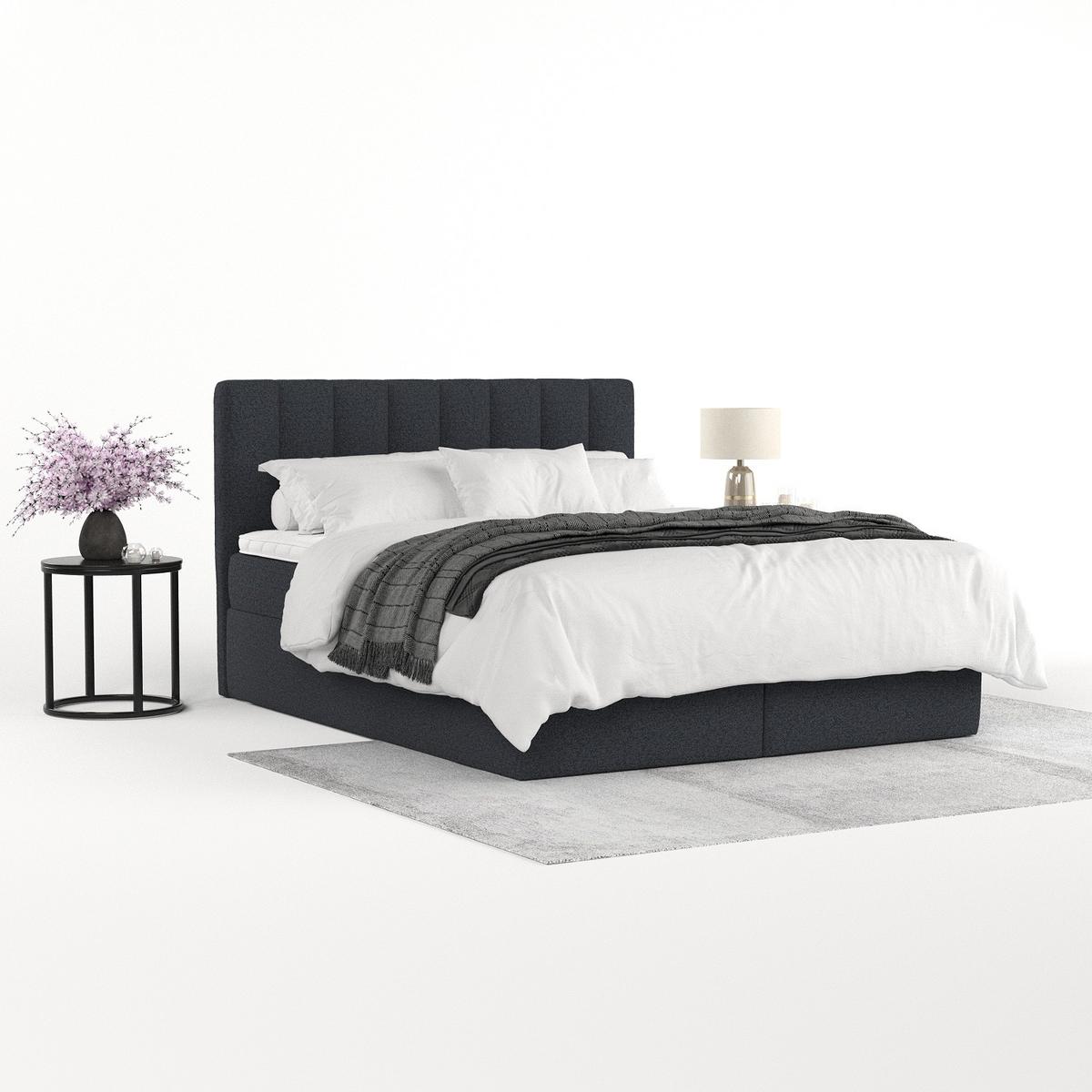 BOXBETT Lusso 140/200 cm Anthrazit im Riva Stoff - Anthrazit/Schwarz, Holz/Holzwerkstoff (140/200cm) - AltaBeds