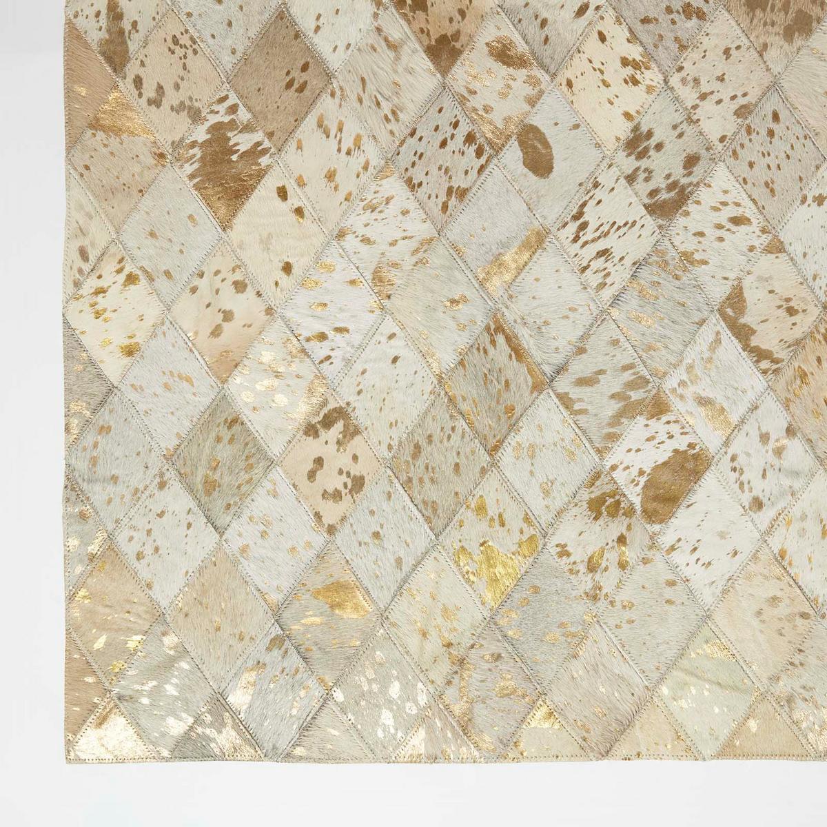 PATCHWORK-TEPPICH Leder, Rauten-Muster 90/150 cm - Multicolor, Leder (90/150cm) - Homescapes