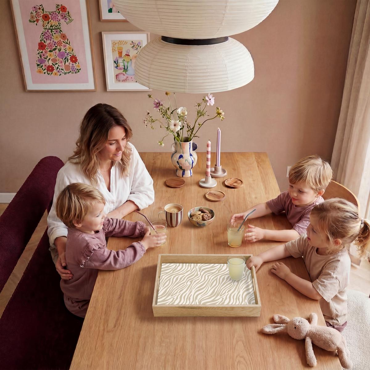 TABLETT Zebra - Muster - Beige 40x30 cm - Beige, Holz (40/5/5cm) - OnlyWow